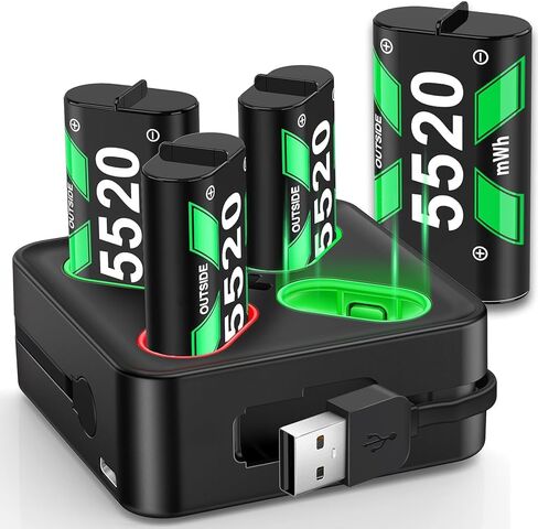 Svetaecho for Rechargeable Xbox One Controller Battery Pack Charger with 4 x 5520mWh Max Capacity, Charging Accessories Kit for Xbox Series X/S Controllers in Saudi Arabia