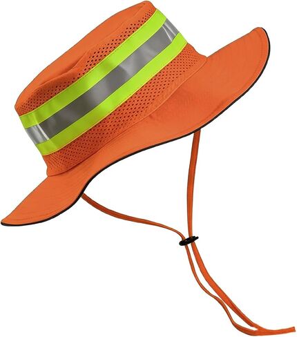 High Visibility Sun Bucket Hat Reflective Neon Boonie Hat Summer Wide Brim Mesh Fishing Cap for Men Women in Kuwait