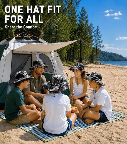 FUNHORUN Fishing Hat with Dual Fans, Solar Powered Fan Hat for Men Women | Wide Brim Bucket Hat with Fans, Cool Solar Fishing Hat with Neck Flap, Umbrella Hat for Camping, Hiking & Outdoor Activities in Saudi Arabia