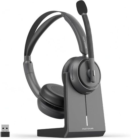 NUROUM HP31D Wireless Headset with Noise Cancelling Mic and Dongle | Charging Stand, Multi-Point, All-Day Comfort, Long Battery Life, One Button Mute, Versatile Connectivity in Saudi Arabia
