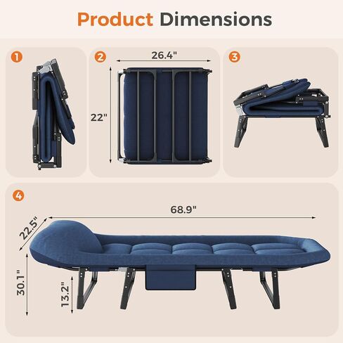 NEWBULIG Camping Cots for Adults, Camping Cot with Mattress | Pillow and Side Pocket, 6-Angle Adjustable Folding Camp Bed, Hiking Office Guest, 450lbs in Saudi Arabia