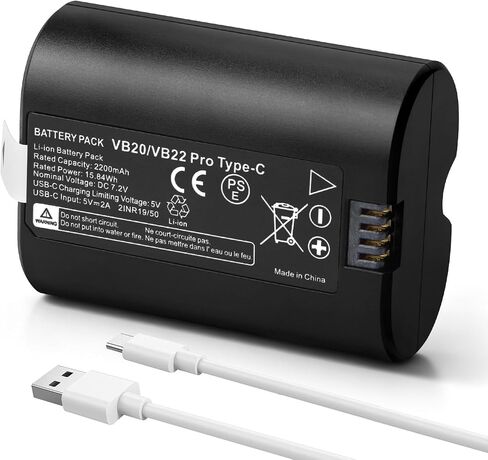 VB20 VB22 Replacement Battery for Godox V350 V480 Flash 2200mAh | 7.2V Compatible with V350C V350N V350S V350O V350F V480C V480N V480S V480F V480O Camera Flash Comes with USB-C Cable in Kuwait