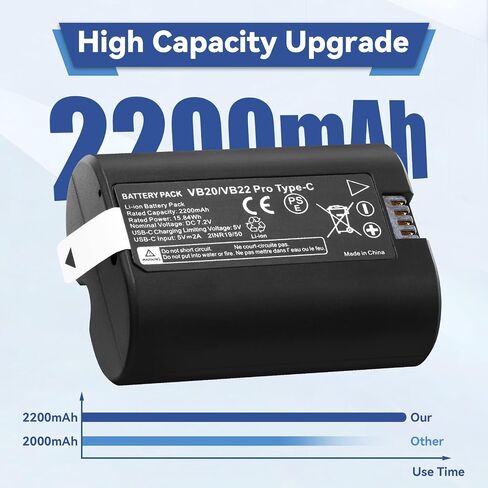 VB20 VB22 Replacement Battery for Godox V350 V480 Flash 2200mAh | 7.2V Compatible with V350C V350N V350S V350O V350F V480C V480N V480S V480F V480O Camera Flash Comes with USB-C Cable in Kuwait