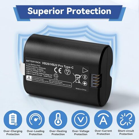 VB20 VB22 Replacement Battery for Godox V350 V480 Flash 2200mAh | 7.2V Compatible with V350C V350N V350S V350O V350F V480C V480N V480S V480F V480O Camera Flash Comes with USB-C Cable in Kuwait