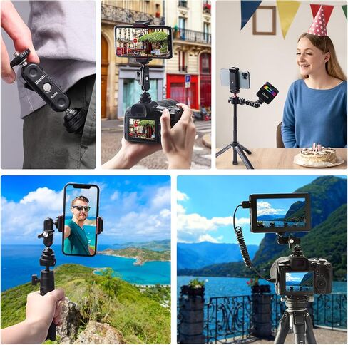 R098 Cold Shoe Monitor Mount, 1/4" Rotatable Dual Ballhead Hot Shoe Mount | Microphone Fill Light Camera Monitor Swivel Bracket Compatible with DJI OSMO 360/Pocket 3/Pocket 4/Insta 360 x 5/Sony/Canon in Kuwait