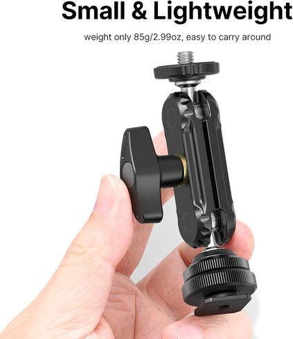 R098 Cold Shoe Monitor Mount, 1/4" Rotatable Dual Ballhead Hot Shoe Mount | Microphone Fill Light Camera Monitor Swivel Bracket Compatible with DJI OSMO 360/Pocket 3/Pocket 4/Insta 360 x 5/Sony/Canon in Kuwait