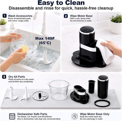 GVODE 12Cup Food Processor,600W Food Chopper,Meat Processor with Glass Bowl | Glass Food Processor for Chopping Meat, Slicing, Shredding, Kneading Dough, Dishwasher Safe, Black in Saudi Arabia