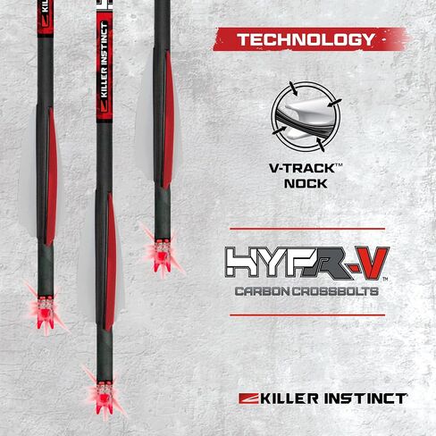 Killer Instinct Lighted HYPR-V 20" Crossbow Bolts 3-Pack - V-Track Nock System 390 Grain with LED Illumination and .003" Straightness | LED Illumination, 003" Straightness, 3-Pack - V-Track Nock System 390 Grain in Saudi Arabia