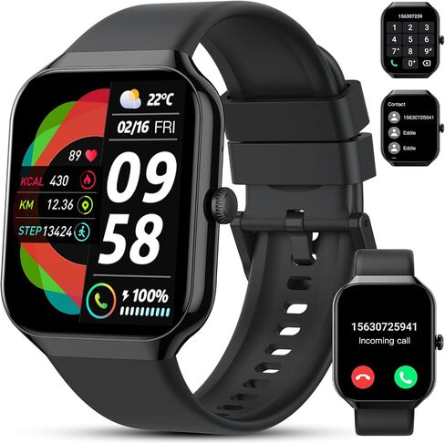 Smart Watch(Answer/Make Call), 1.96" HD Smartwatch for Men Women, 2026 Fitness Watch with 7/24 Heart Rate/Sleep Monitor/30+Day,113+ Sport Modes,IP68 Waterproof Fitness Activity Tracker for Android iOS in Saudi Arabia