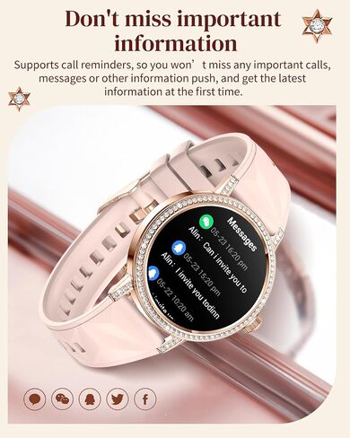 Smart Watches for Women with Diamonds, 1.27'' TFT Smartwatch with Bluetooth Answer/Make Call, Heart Rate Sleep Monitor, 100+ Sport Modes Fitness Tracker, Women’s Smart Watch for Android Phones（Gold） in Saudi Arabia
