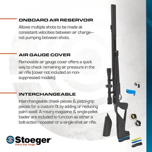 Stoeger XM1 .177 Caliber PCP Air Rifle with 4x32 Scope, 1200 FPS | Powerful Hunting Style Air Rifle, 4x32 Scope, Fiber Optic Sights, Quiet Shooting, Customizable Fit in Saudi Arabia