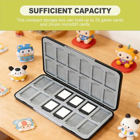 24 Slots Game Card Case Compatible with Nintendo Switch OLED Lite Portable Cartridge Storage Box Hard Shell Protective Holder with Micro SD Memory Slots Black in Saudi Arabia