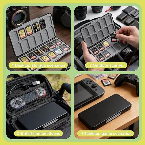 24 Slots Game Card Case Compatible with Nintendo Switch OLED Lite Portable Cartridge Storage Box Hard Shell Protective Holder with Micro SD Memory Slots Black in Saudi Arabia
