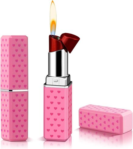 Cute Lipstick Lighter - Refillable Adjustable Soft Flame Butane Lighter, Pocket Lighter Delicate Gift for Women, Girls on Birthday, Anniversary, Parties (2Pcs Without Butane) in Saudi Arabia