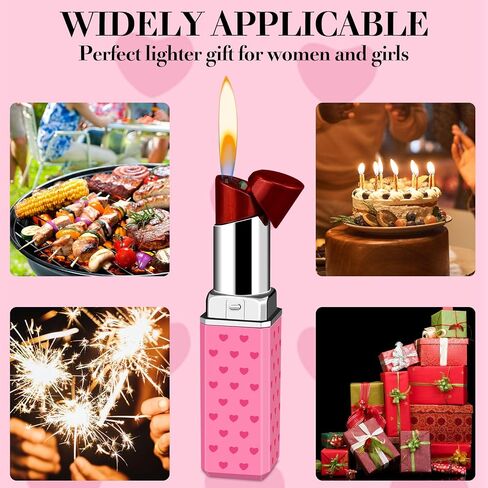 Cute Lipstick Lighter - Refillable Adjustable Soft Flame Butane Lighter, Pocket Lighter Delicate Gift for Women, Girls on Birthday, Anniversary, Parties (2Pcs Without Butane) in Saudi Arabia