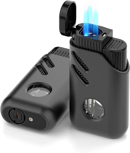 Triple Jet Flame Lighter Windproof Butane Gas Refillable Adjustable Turbo Torch Lighter (Sold Without Gas) in Saudi Arabia