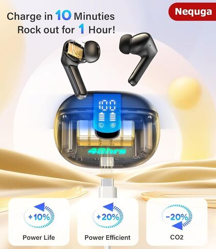 Wireless Earbuds Bluetooth 5.4 Headphones with 48H Playtime Ear Buds | Noise Cancelling Mic, LED Power Display Charging Case, IPX7 Waterproof Bass Stereo Earphones for iPhone Android Phone/Laptop in Kuwait