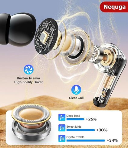 Wireless Earbuds Bluetooth 5.4 Headphones with 48H Playtime Ear Buds | Noise Cancelling Mic, LED Power Display Charging Case, IPX7 Waterproof Bass Stereo Earphones for iPhone Android Phone/Laptop in Kuwait