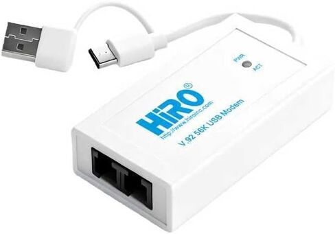 HiRO H50371 V92 56K USB-C/A Data Fax Modem: Windows 11 10 8 7 Plug n Play, Driverless, Dual Interface, Dual RJ-11 Ports, Built-in Buzzer, Compatible with Windows Fax Scan, Support Caller ID (USA Only) in Saudi Arabia