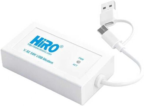 HiRO H50371 V92 56K USB-C/A Data Fax Modem: Windows 11 10 8 7 Plug n Play, Driverless, Dual Interface, Dual RJ-11 Ports, Built-in Buzzer, Compatible with Windows Fax Scan, Support Caller ID (USA Only) in Saudi Arabia