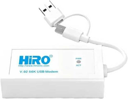 HiRO H50371 V92 56K USB-C/A Data Fax Modem: Windows 11 10 8 7 Plug n Play, Driverless, Dual Interface, Dual RJ-11 Ports, Built-in Buzzer, Compatible with Windows Fax Scan, Support Caller ID (USA Only) in Saudi Arabia