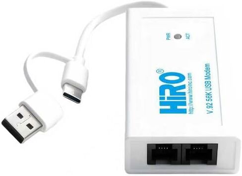 HiRO H50371 V92 56K USB-C/A Data Fax Modem: Windows 11 10 8 7 Plug n Play, Driverless, Dual Interface, Dual RJ-11 Ports, Built-in Buzzer, Compatible with Windows Fax Scan, Support Caller ID (USA Only) in Saudi Arabia
