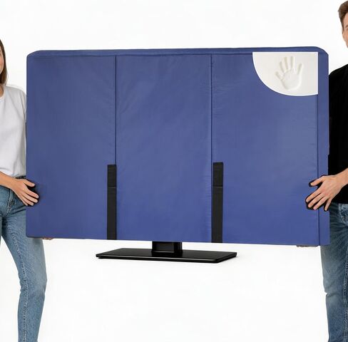 60"-65" Waterproof TV Cover for Moving 0.25 Inch Thick Screen Protector | Blue Oxford Tear Resistance TV Screen Cover with Foam Filling and Bottom Strap for House Moving, Storing in Saudi Arabia