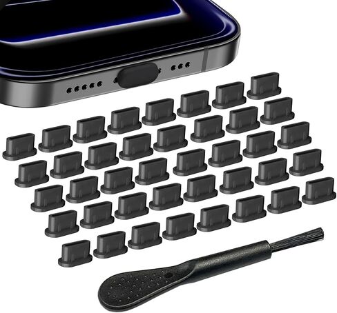 USB C Dust Plug, 40 Pack Anti-Dust USB C Plug Cover, Soft Silicone USB C Port Cover Universal USB C Cover for iPhone 15/16/17 Pro Max, Kindle, Samsung, Pixel, USB C Device (40 Black) in Saudi Arabia