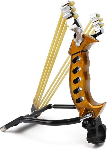 KEVENZ Stainless Steel Wrist Rocket Slingshot, High Velocity Outdoor Hunting Catapult with 3 Rubber Bands and 100 Extra Slingshot Ammo-Golden in Saudi Arabia
