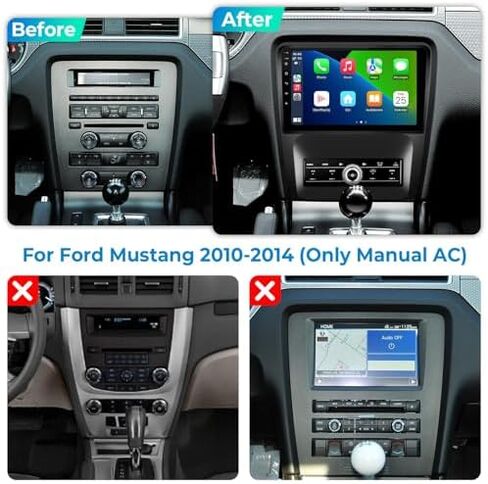 راديو سيارة لسيارة Ford Mustang 2010-2014، ثماني النواة، ذاكرة الوصول العشوائي 4 جيجابايت، 64 جيجابايت ذاكرة الوصول العشوائي، CarPlay اللاسلكي وAndroid Auto SWC GPS Navi WiFi/4G AM/FM/RDS بلوتوث (تيار متردد يدوي فقط) + مجموعة أسلاك متطابقة in Kuwait