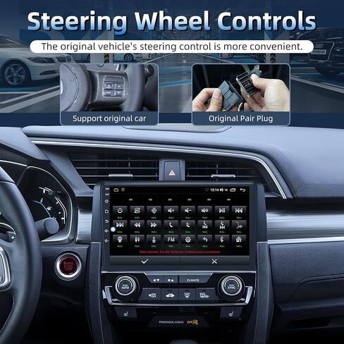 راديو سيارة 8 النواة لهوندا سيفيك 2016-2021: شاشة لمس عالية الدقة مقاس 9 بوصات مع نظام Carplay اللاسلكي Android Auto GPS Bluetooth FM 36EQ DSP RDS SWC Mirror Link، 1080P كاميرا احتياطية in Kuwait