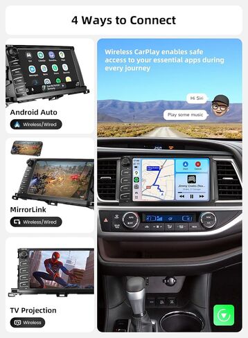 Dasaita 6GB+64GB Car Stereo for Toyota Highlander 2015-2019 | Wireless CarPlay Android Auto,1280×720 QLED 10.2" Display, Android 13, 4G LTE/5G WiFi, Plug & Play Upgrade, GPS Navigation in Saudi Arabia