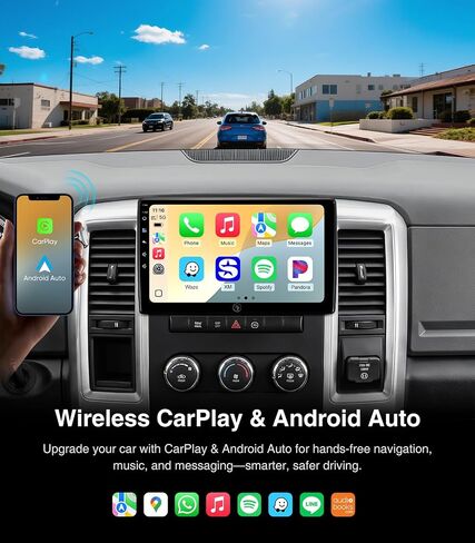 10 inch Touchscreen Car Stereo Radio for Dodge Ram 1500 2500 3500 2006-2012 Replacement Dash Kit w/Wired Wireless CarPlay Android Auto Navigation Linux Head Unit in Saudi Arabia