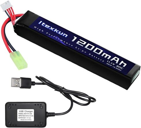 11.1V Airsoft Battery 1200mAh 30C 452096 High Discharge Rate Mini Tamiya Plug 3S Lipo Batteries Rechargeable for Airsoft Model Guns with Charger in Saudi Arabia