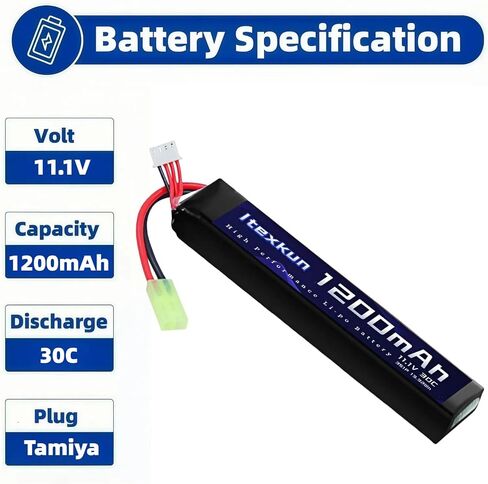 11.1V Airsoft Battery 1200mAh 30C 452096 High Discharge Rate Mini Tamiya Plug 3S Lipo Batteries Rechargeable for Airsoft Model Guns with Charger in Saudi Arabia