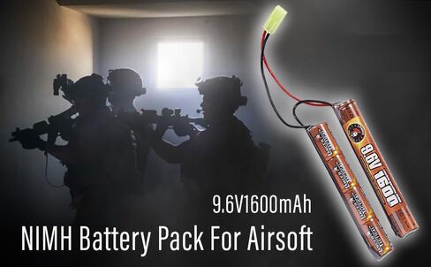Lancer Tactical Airsoft Nimh Battery Pack with Smart Charger, 9.6v 1600 mAh Tamiya Connector Nunchuck with Compact Smart Charger for 8.4v - 9.6v NiMh Airsoft AEG Batteries in Saudi Arabia