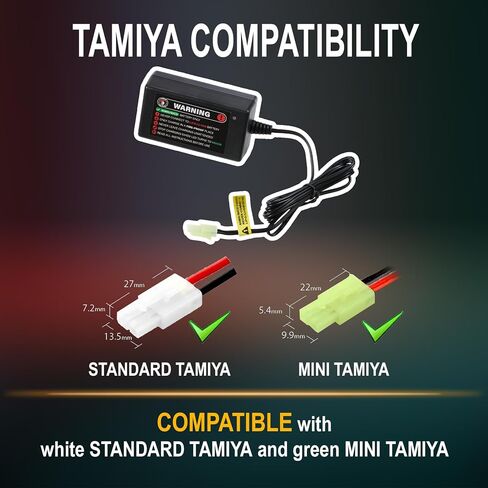 Lancer Tactical Nimh Battery Pack with Charger, 8.4V 1600 mAh Tamiya Connector Stick with Compact Smart Charger for 8.4v - 9.6v NiMh Airsoft AEG Batteries in Saudi Arabia
