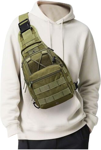 Tactical Backpack for Men, Waterproof Military Sport Bag Pack Crossbody Sling Backpack Tactical Bag for Every Day Carry, Green in Saudi Arabia