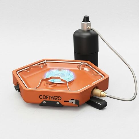 Cofiyard 1-Burner Propane Stove Portable Camping Stove with Carry Strap, Backpacking Camp Stove for Outdoor Cooking, Flick-Style Ignition, 8600 BTUs Gas Stove for Camping BBQ& More (Orange) in Saudi Arabia
