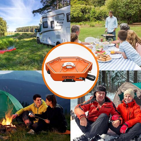 Cofiyard 1-Burner Propane Stove Portable Camping Stove with Carry Strap, Backpacking Camp Stove for Outdoor Cooking, Flick-Style Ignition, 8600 BTUs Gas Stove for Camping BBQ& More (Orange) in Saudi Arabia