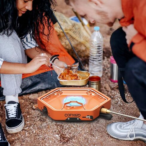 Cofiyard 1-Burner Propane Stove Portable Camping Stove with Carry Strap, Backpacking Camp Stove for Outdoor Cooking, Flick-Style Ignition, 8600 BTUs Gas Stove for Camping BBQ& More (Orange) in Saudi Arabia