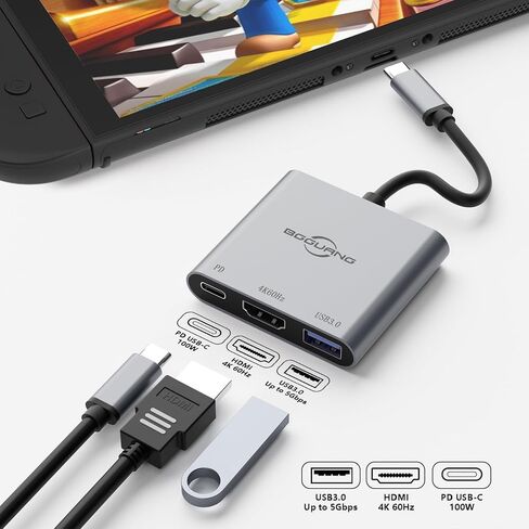 سويتش دوك 4K @ 60 هرتز محول تلفزيون محمول لرسو السفن usbc إلى محطة hdmi للتبديل 1/ OLED/سطح البخار/3 في 1 100 واط PD / USB3.0 / HDMI2.0 نوع c Hub in Kuwait