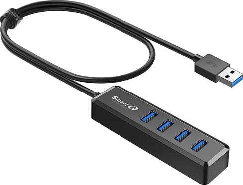 SmartQ H302S USB 3.0 Hub، موسع USB 4 منافذ مع كابل طويل 2 قدم، نقل بيانات عالي السرعة، متوافق مع الكمبيوتر المحمول، الكمبيوتر الشخصي، ماك، الطابعة، محرك الأقراص الصلبة الخارجي in Kuwait