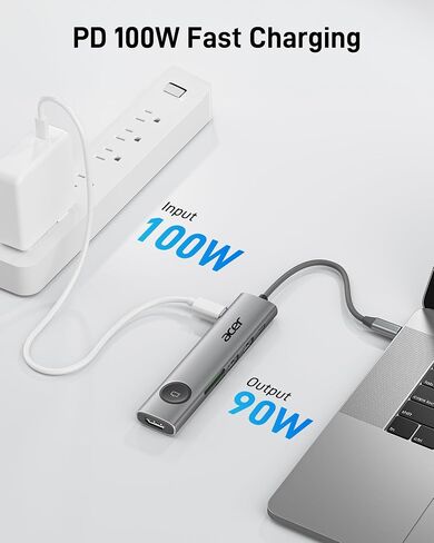 محول متعدد المنافذ 7 في 1 USB-C من أيسر مع HDMI 4K@60 هرتز لأجهزة الكمبيوتر المحمول وأجهزة Mac | محول USB C إلى HDMI مع شحن مروري بقدرة 100 واط، ومنفذي USB-A و1 USB-C بسرعة 5 جيجابت في الثانية، وقارئ بطاقات SD/TF للعمل والسفر in Kuwait