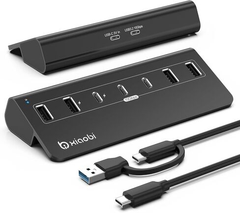 USB C Hub,10Gbps USB Splitter with 4*USB-A and 3*USB-C Ports | Powered USB Hub with 5V 3A Power Adapter, 7-Port Type C Multiport Adapter for MacBook Air/Pro, iPhone 16/15, Laptop and More in Saudi Arabia