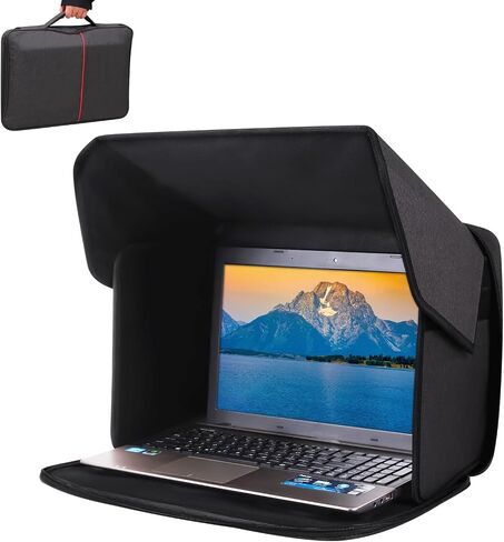 Portable Laptop Sun Shade Foldable Laptop Privacy Shield Blocks Sunlight Working Outside,Computer Anti Glare Shield Privacy Hood Case Fits for 15-16 inch(Patent Pending) in Kuwait