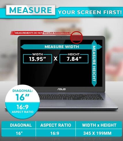 PYS Laptop Privacy Screen 16 Inch for Lenovo Dell HP - Removable 16.1" Laptop Screen Privacy Shield for 16:9 Widescreen Display - Anti Glare & Blue Light Screen Filters for Eye Protection in Saudi Arabia