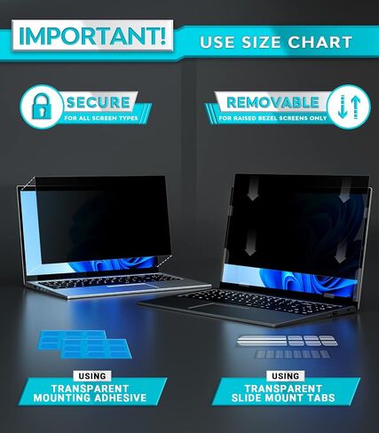 PYS Laptop Privacy Screen 16 Inch for Lenovo Dell HP - Removable 16.1" Laptop Screen Privacy Shield for 16:9 Widescreen Display - Anti Glare & Blue Light Screen Filters for Eye Protection in Saudi Arabia