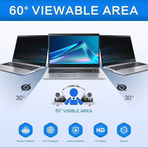 ZOEGAA 17.3 Inch Laptop Privacy Screen Filter for 16:9 Widescreen Display 15.1"x8.5" - Laptop Screen Privacy Shield and Anti Blue Light Anti Glare Screen Protector in Saudi Arabia