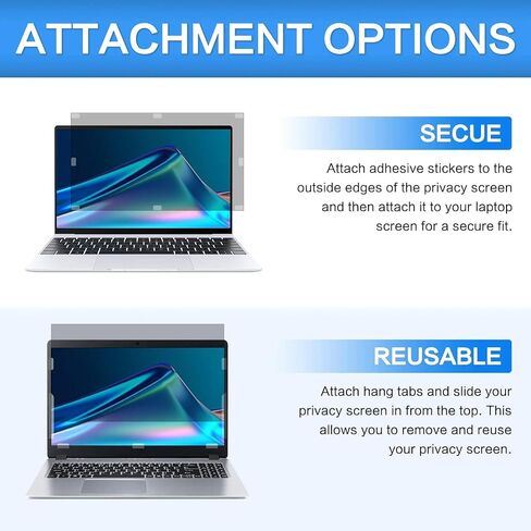 ZOEGAA 17.3 Inch Laptop Privacy Screen Filter for 16:9 Widescreen Display 15.1"x8.5" - Laptop Screen Privacy Shield and Anti Blue Light Anti Glare Screen Protector in Saudi Arabia